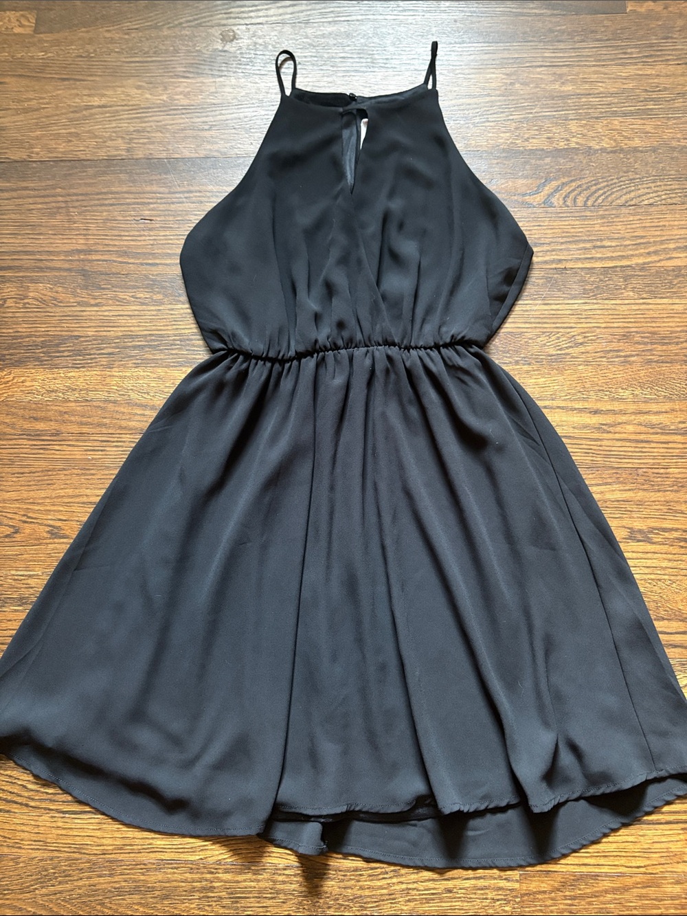 Lush Black Halter-Style Mini Dress